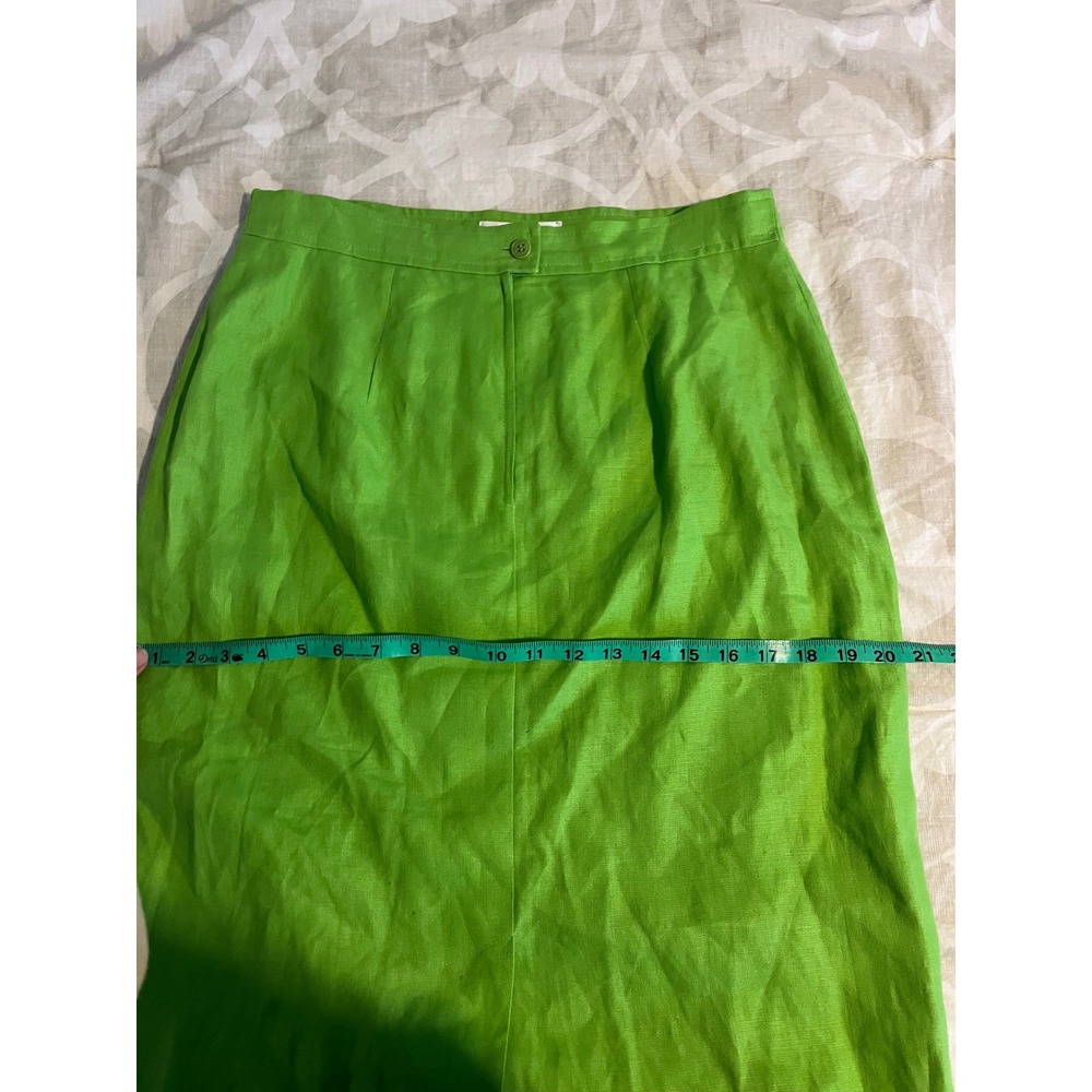 Max Mara Lime Green 100% Linen Pencil Skirt Made in‎ Italy Size 12 - Picture 8 of 10